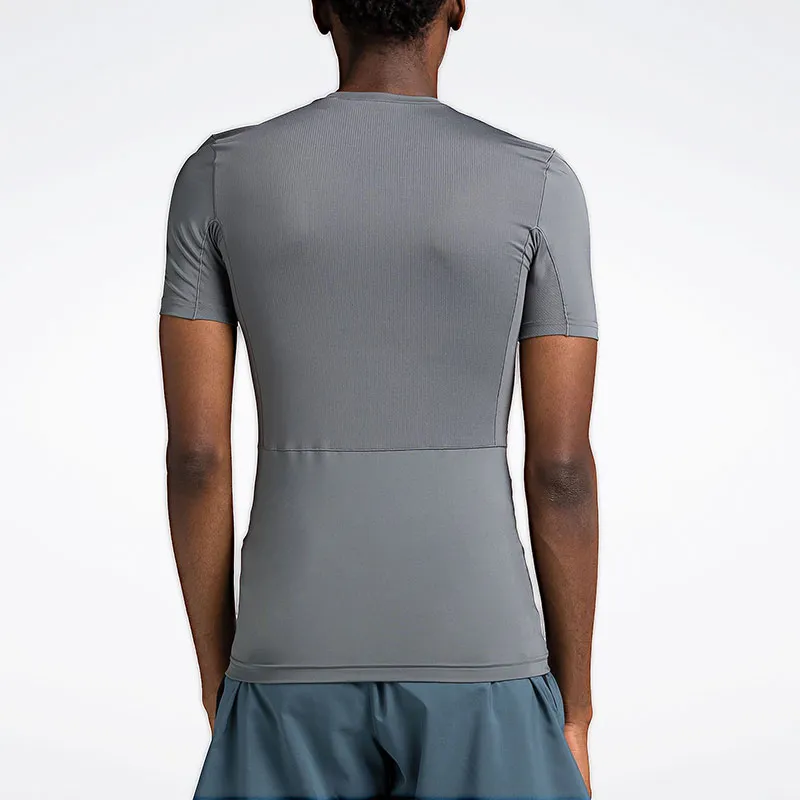 Reebok Logo-Detail Compression T-Shirt Men's Cool Gray-3