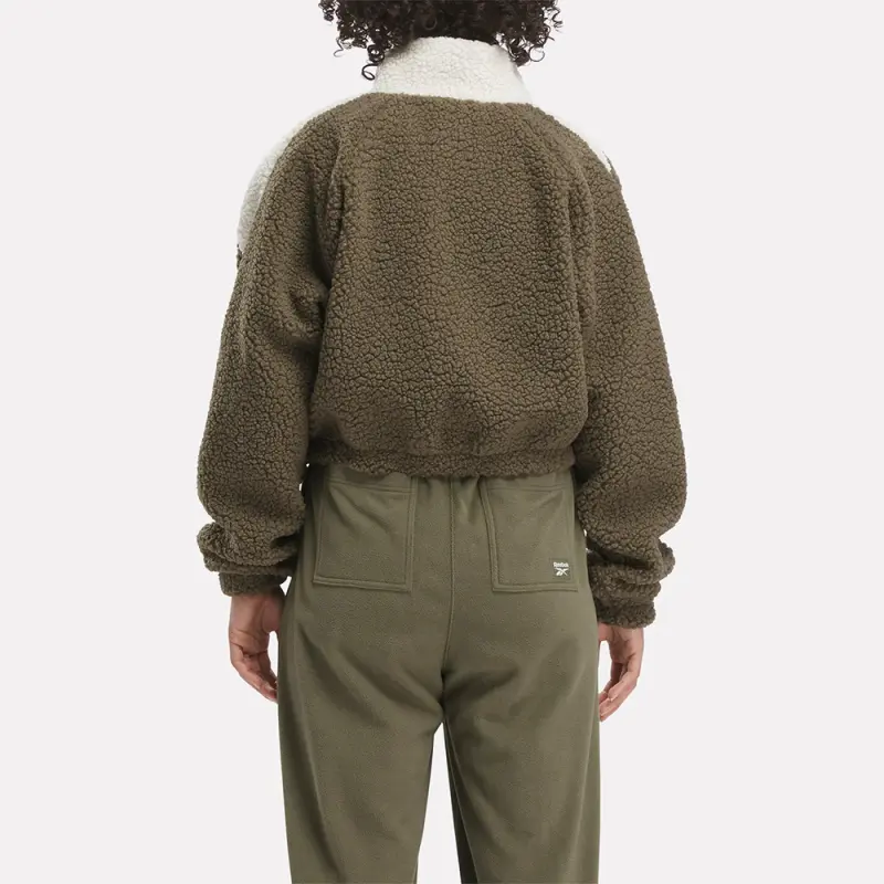 Reebok CL WINTER TRACKTOP Velvet-feel Coat Women's Army Green-3