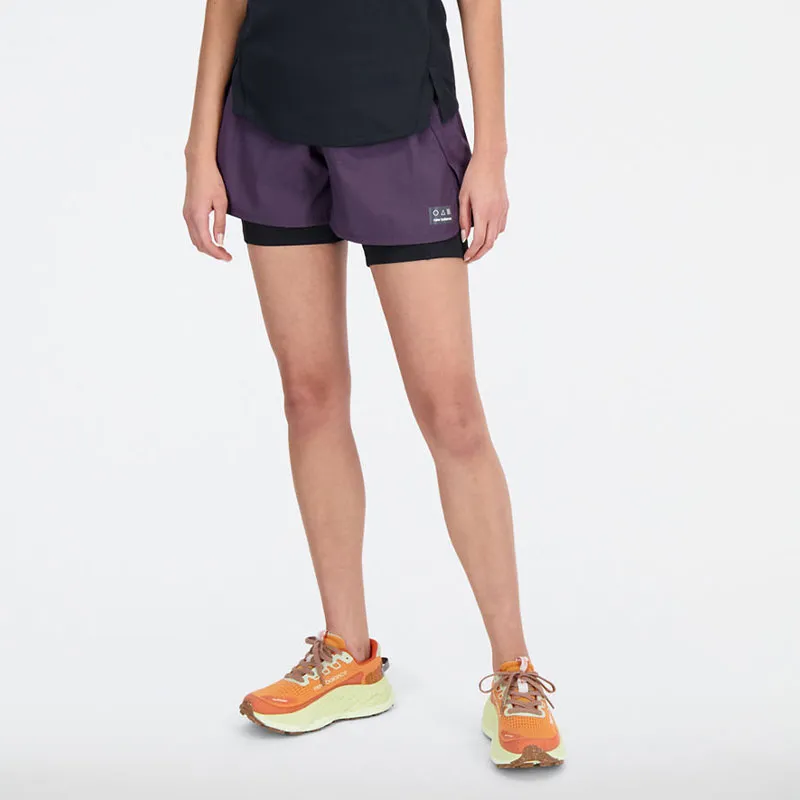 New Balance Impact Run AT 2 In 1 Short Sports Shorts Women's Purple-3