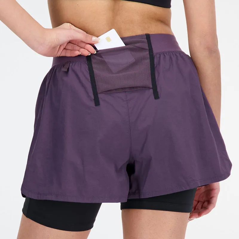 New Balance Impact Run AT 2 In 1 Short Sports Shorts Women's Purple-6