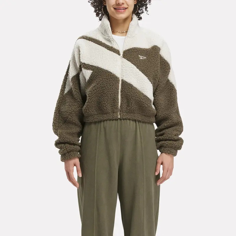 Reebok CL WINTER TRACKTOP Velvet-feel Coat Women's Army Green-2