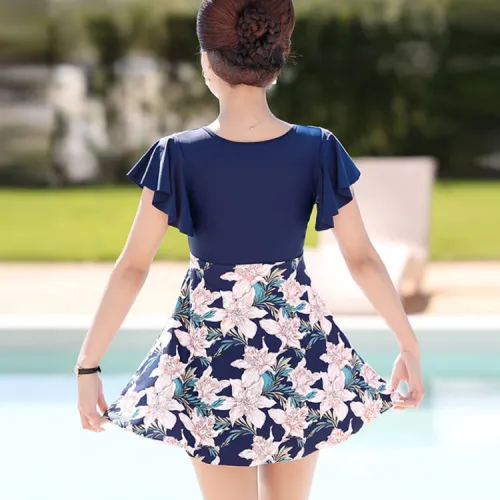 Youyou One Piece Swimsuits Women's Elegant Navy Blue