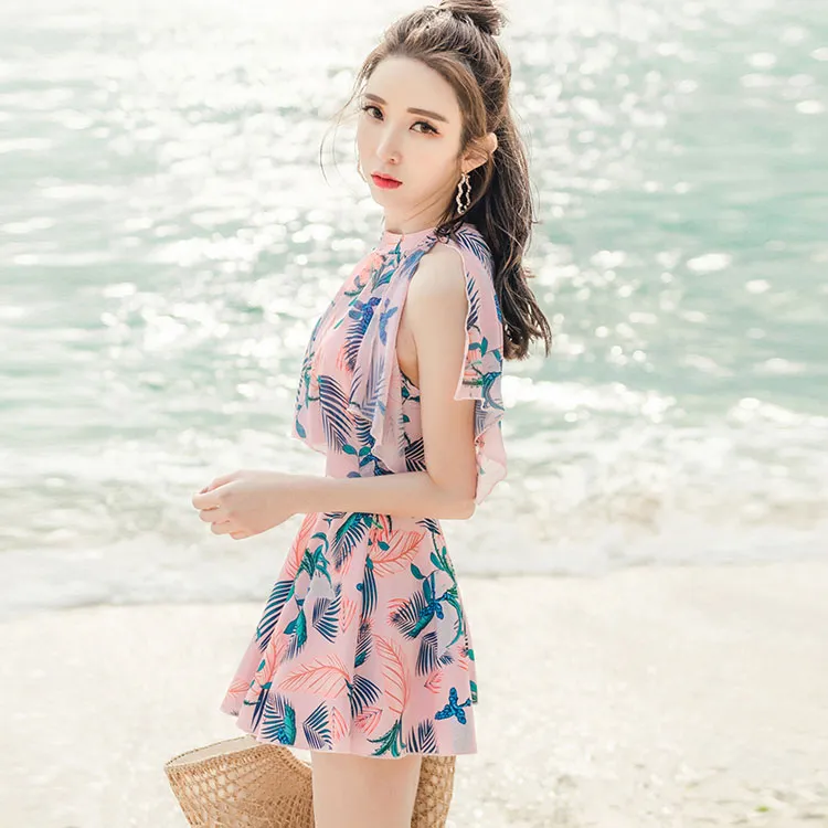 Youyou One Piece Swimsuits Women's Pink Floral-3
