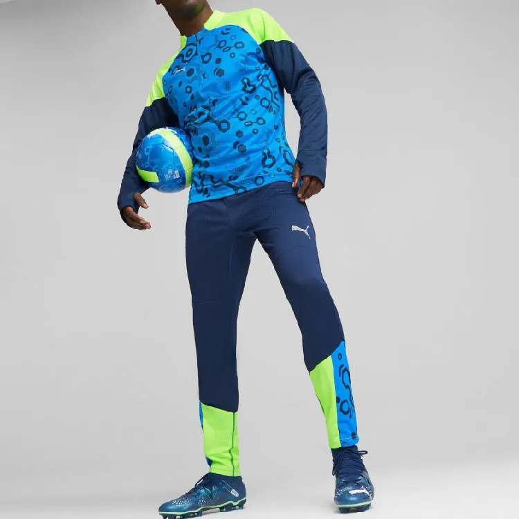 PUMA IndividualCUP Knitted Sports Pants Men's Navy Blue-Green-4