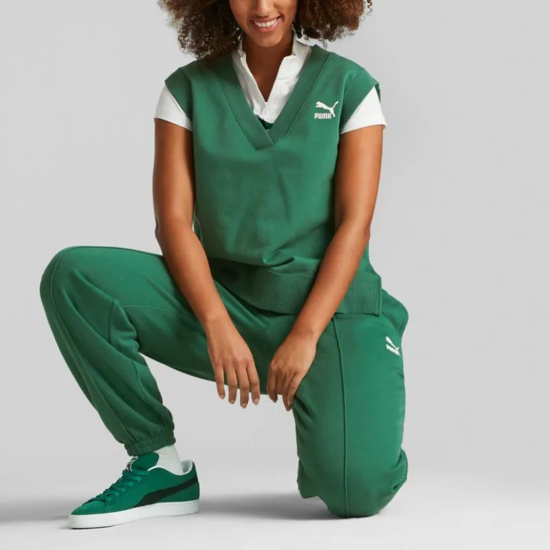 PUMA CLASSICS V Neck Vest Tank Top Women's Green-4