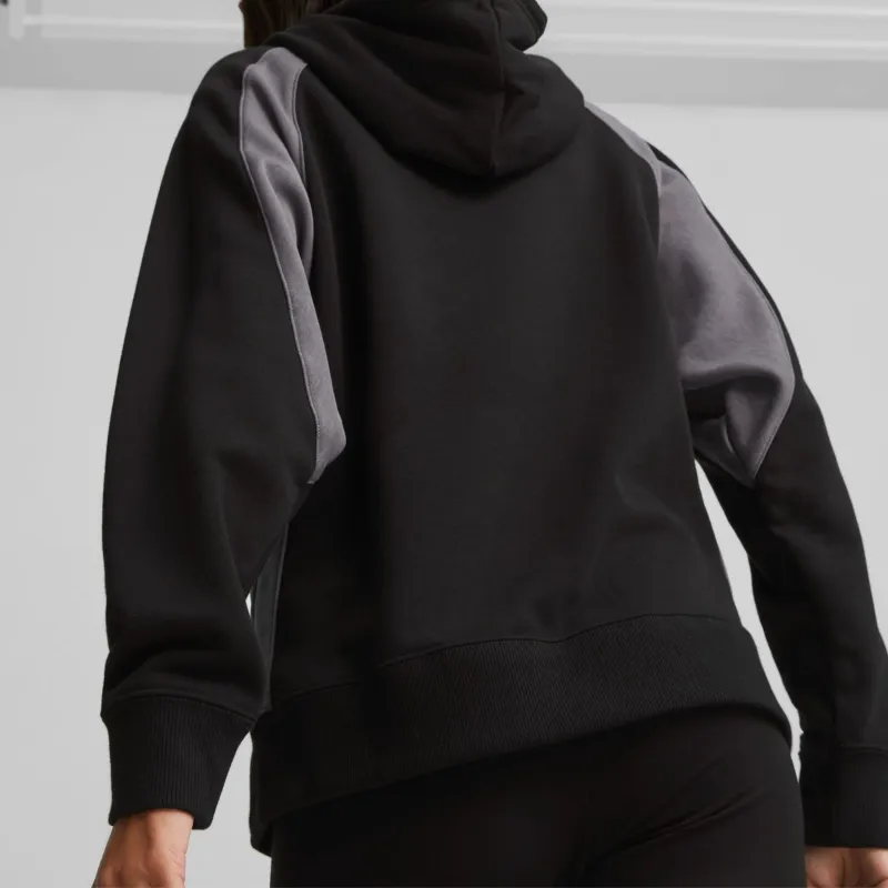 PUMA CLASSICS Classics Block Hoodie Women's Sweatshirt Women's Black-Gray-5