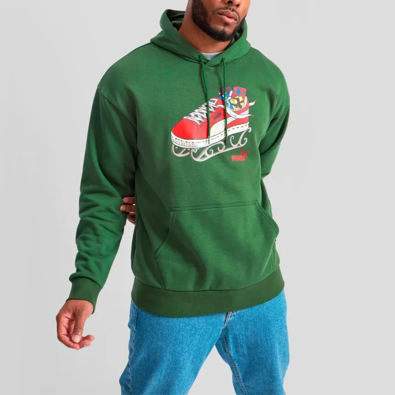 PUMA Christmas Hoodie Sweatshirt Unisex Green-2