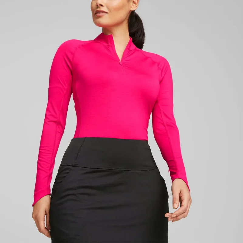 PUMA YouV Quarter-Zip Golf Pullover Women's T-Shirt Women's Rose Red-2