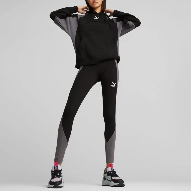 PUMA CLASSICS Classics Block Hoodie Women's Sweatshirt Women's Black-Gray-3