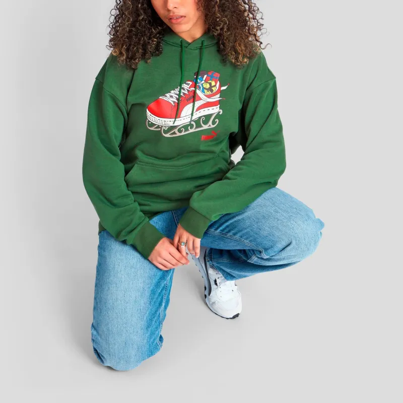 PUMA Christmas Hoodie Sweatshirt Unisex Green-4