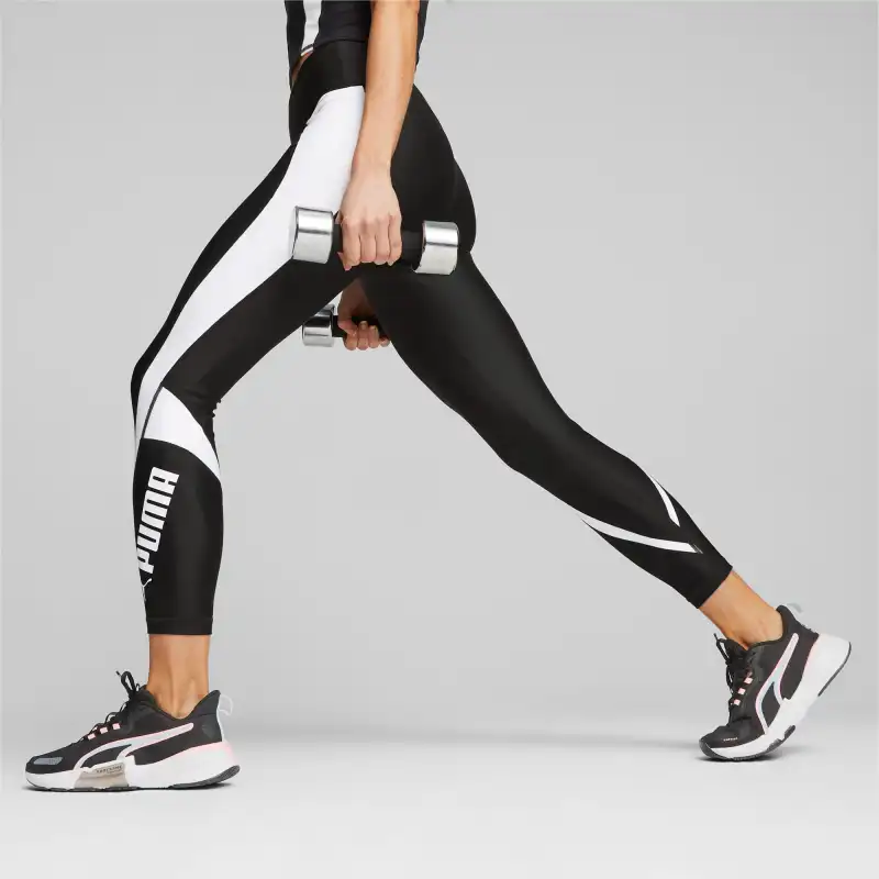PUMA Fit Women's High-Waist 7/8 Leggings Athletic Trousers Women's Black White-2