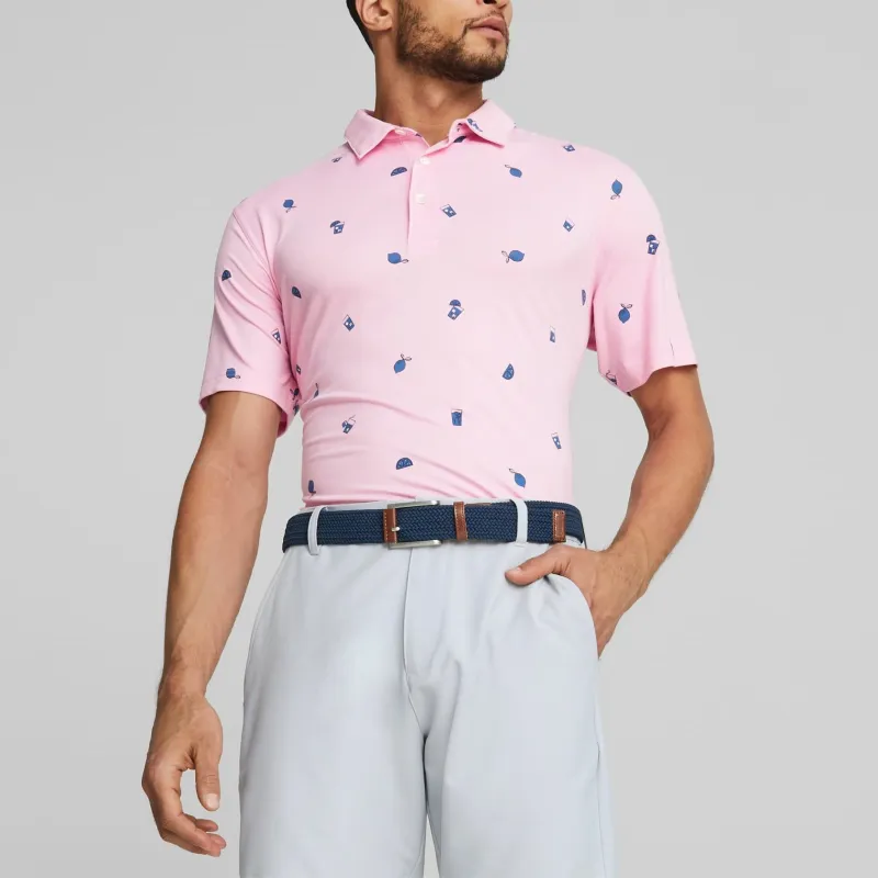 PUMA CLASSICS+ Arnold Palmer CLOUDSPUN Citrus Golf Polo Shirt Men Polo Shirt Men's Pink-Blue-2
