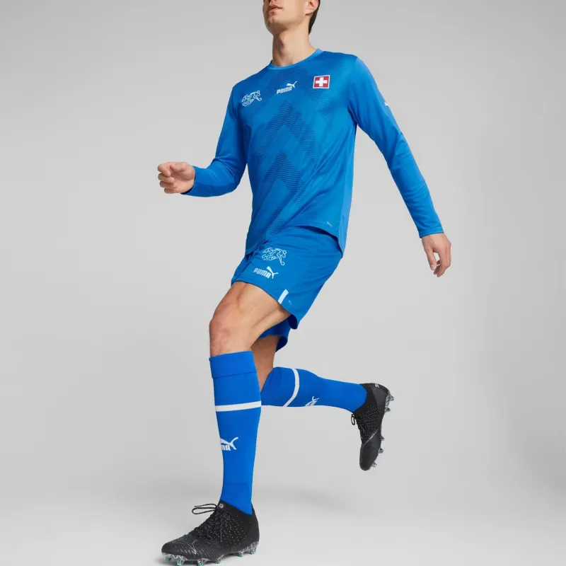 PUMA Switzerland Football Goalkeeper Long Sleeve Soccer Jersey Men's Blue-4