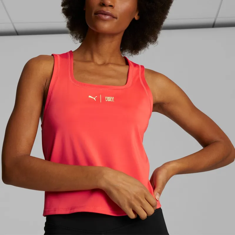 PUMA FIRST MILE Women's Cropped Running Tank Top Tank Tops Women's Orange Red-2