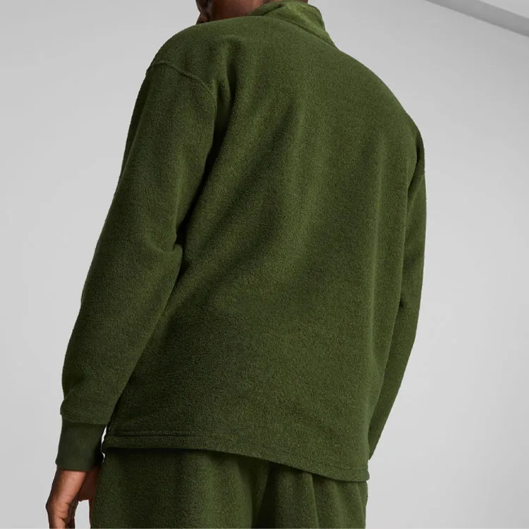 PUMA CLASSICS Men's Fleece Quarter-Zip Sweatshirt Men's Green-3