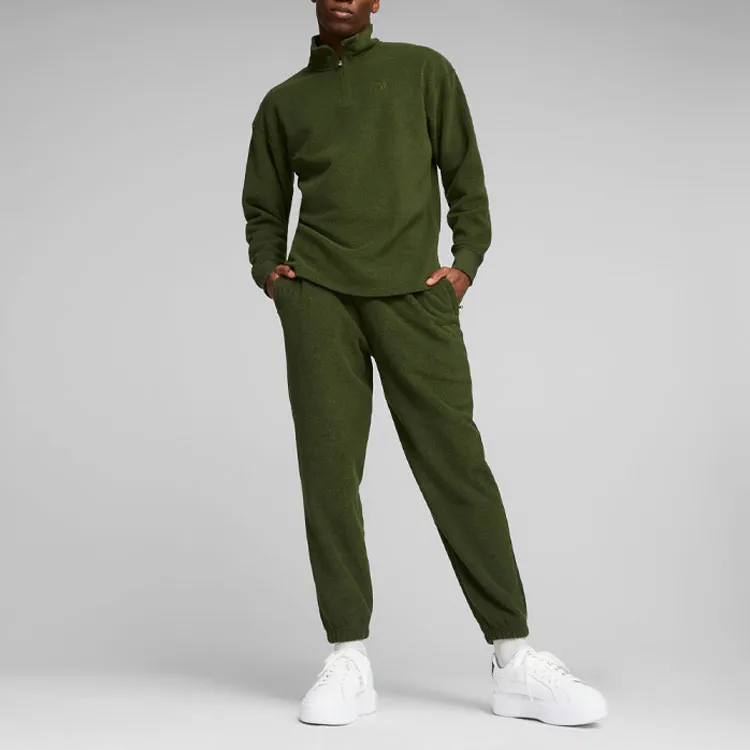 PUMA CLASSICS Men's Fleece Quarter-Zip Sweatshirt Men's Green-2