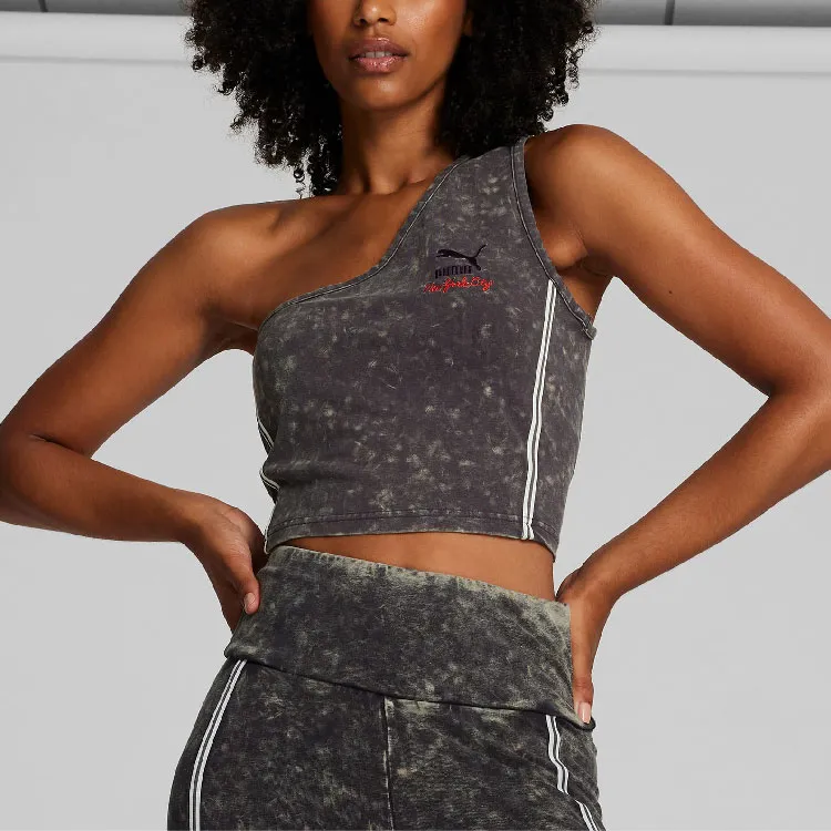 PUMA NYC Remix Women's Crop Top Tank Tops Women's Black Gray Color-3