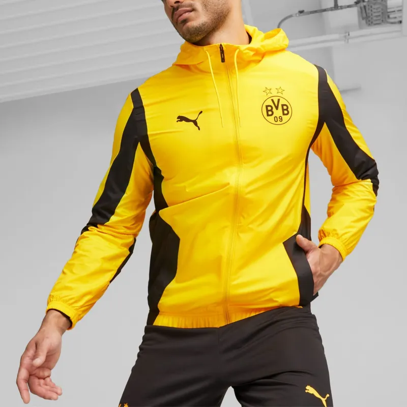 PUMA Borussia Dortmund Borussia Dortmund Men's Prematch Football Jacket Soccer Jerseys Men's Yellow-2