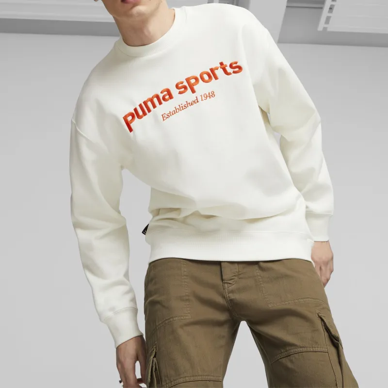 PUMA TEAM Crew Fleece Sweatshirt Men's White-3