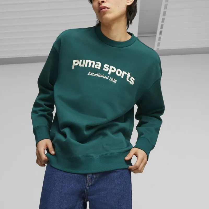 PUMA TEAM Crew Fleece Sweatshirt Men's Green-2