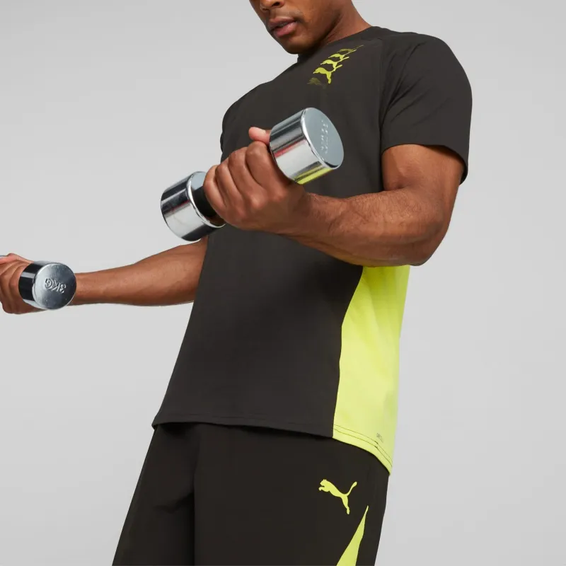PUMA T shirt De Training PUMA FIT Triblend Homme T Shirt Men's Black Green-2