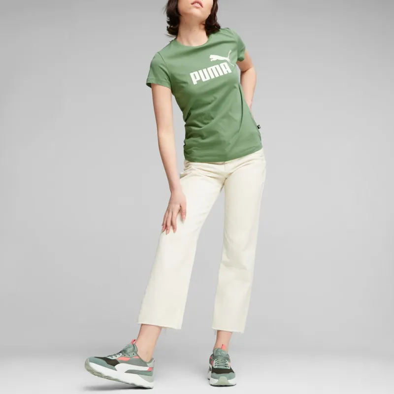 PUMA ESS Essentials+ Metallic Logo Femme T-Shirt Women's Green-4