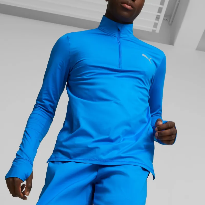 PUMA Haut De Running À Fermeture Éclair 1/4 Run Favourite Homme Workout Clothing Men's Blue-2