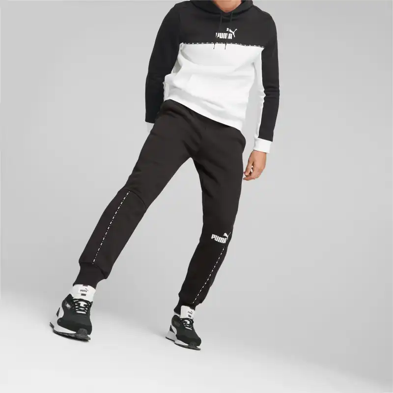 PUMA Essentials Block Tape Sweatpants Men Knitted Sports Pants Men's Black-3
