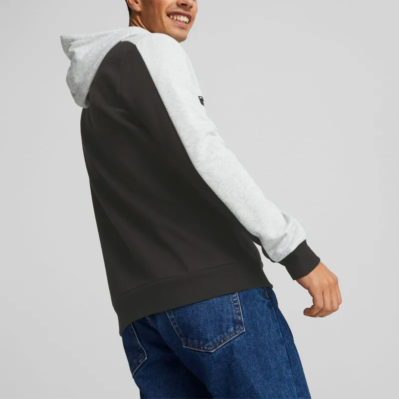PUMA Essentials Block Tape Hoodie Men Sweatshirt Men's Gray-Black-4