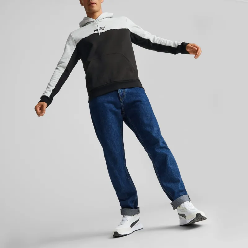 PUMA Essentials Block Tape Hoodie Men Sweatshirt Men's Gray-Black-3