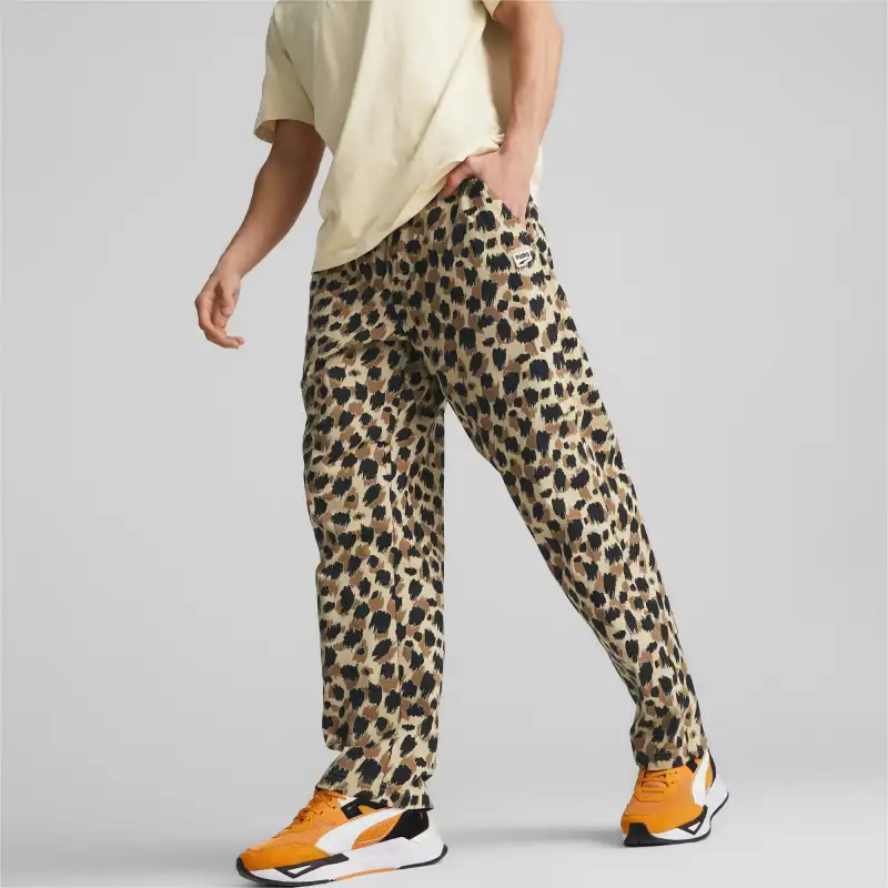 PUMA DOWNTOWN Printed Woven Pants Men Casual Pants Men's Khaki-2