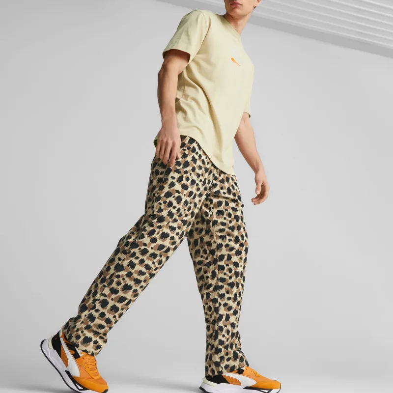PUMA DOWNTOWN Printed Woven Pants Men Casual Pants Men's Khaki-4