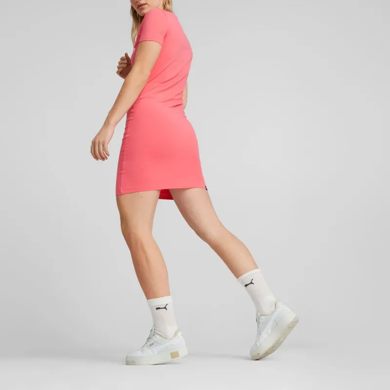 PUMA Robe T-shirt Coupe Slim Essentials Femme Short-Sleeved Dresses Women's Pink-3