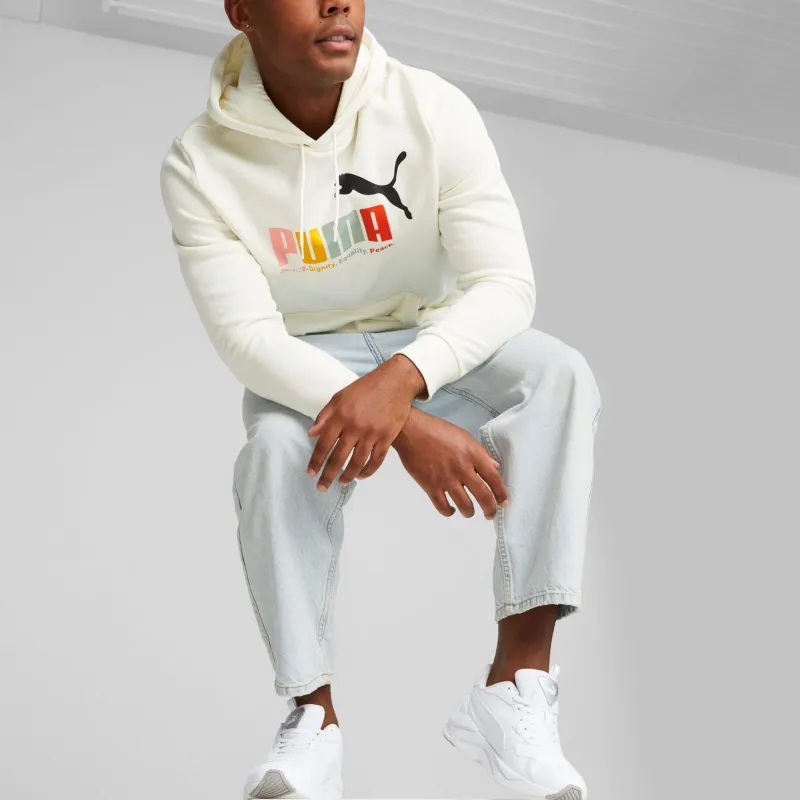 PUMA Hoodie Polaire Multicolore ESS+ Sweatshirt Men's White-2