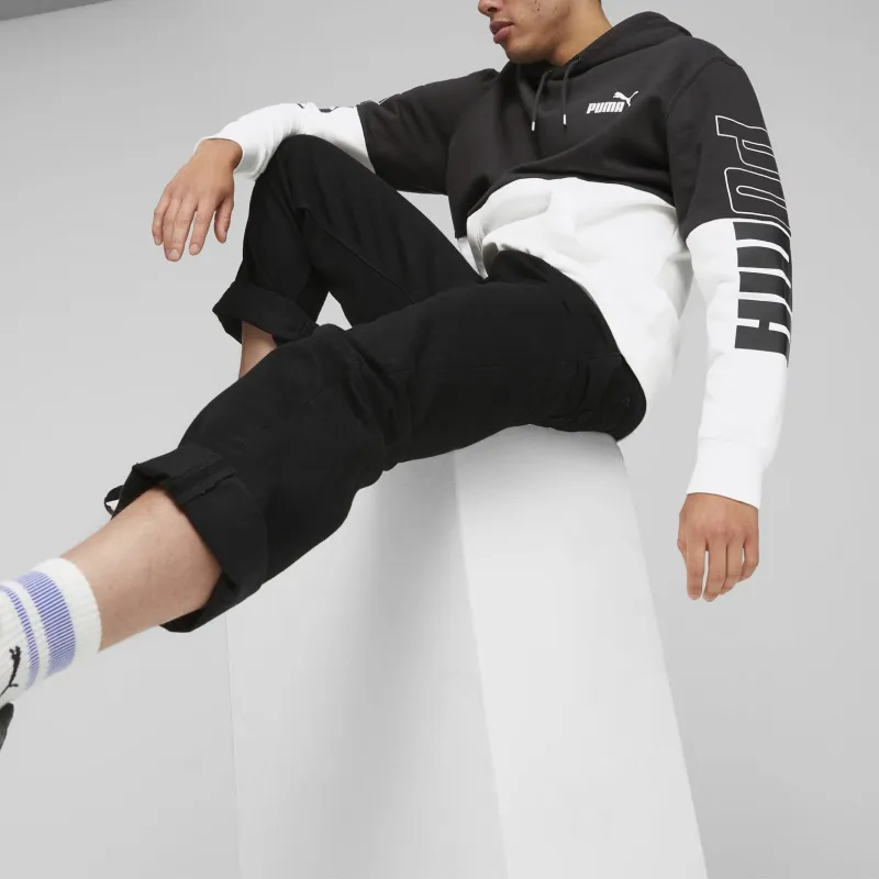 PUMA Hoodie Color Block POWER Homme Sweatshirt Men's Black White-2
