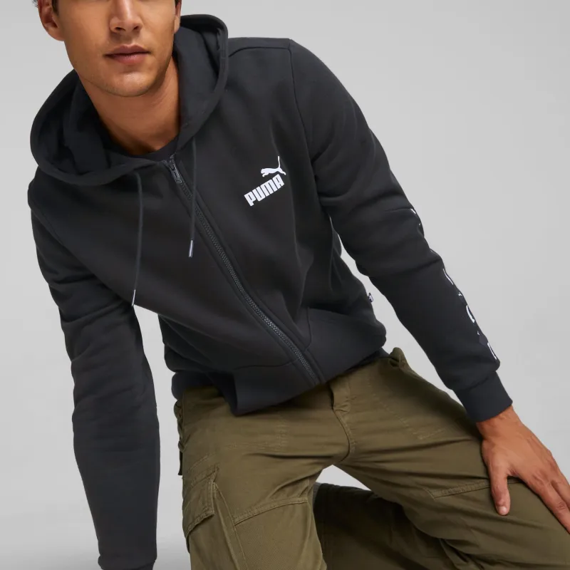 PUMA Sweat À Capuche Zippé Essentials+ Tape Homme Sweatshirt Men's Black-4