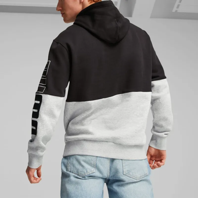 PUMA Hoodie Color Block POWER Homme Sweatshirt Men's Gray-3
