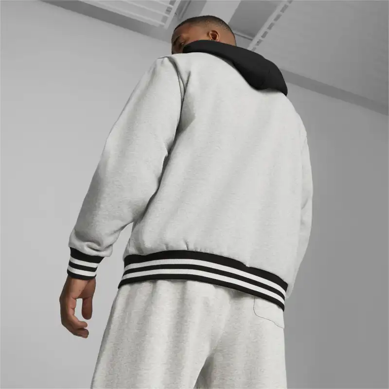 PUMA Hoodie De Basketball Franchise Core Homme Sweatshirt Men's Gray-3