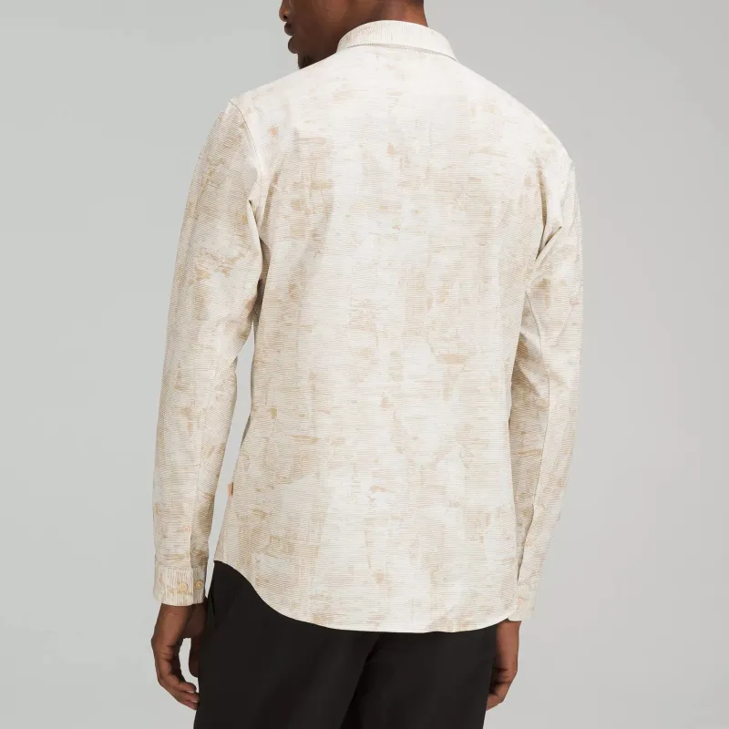Lululemon New Venture No Stink Zinc™ Fabric Shirt Men's Shutter Patchwork Antique White-2