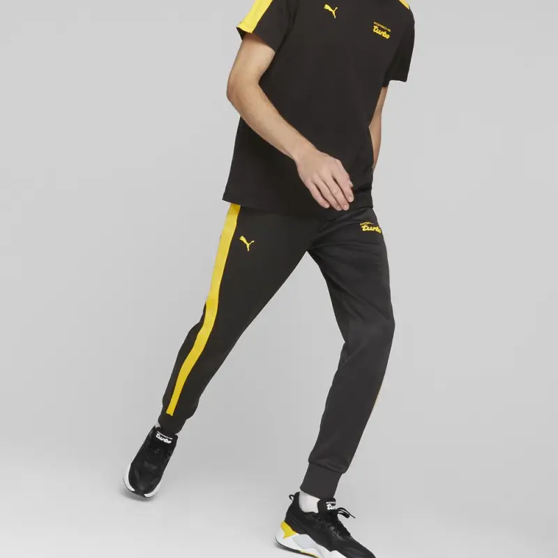 PUMA Knitted Sports Pants Men's Black-Yellow-2