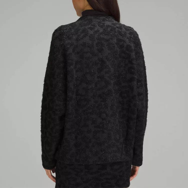 Lululemon Knitwear Women's Knitted Fabric Leopard Print Graphite Gray Black-3