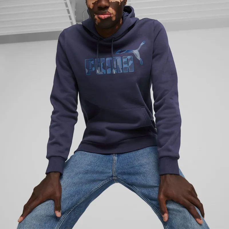 PUMA ESS+ CAMO Men's Graphic Hoodie Sweatshirt Men's Blue-3