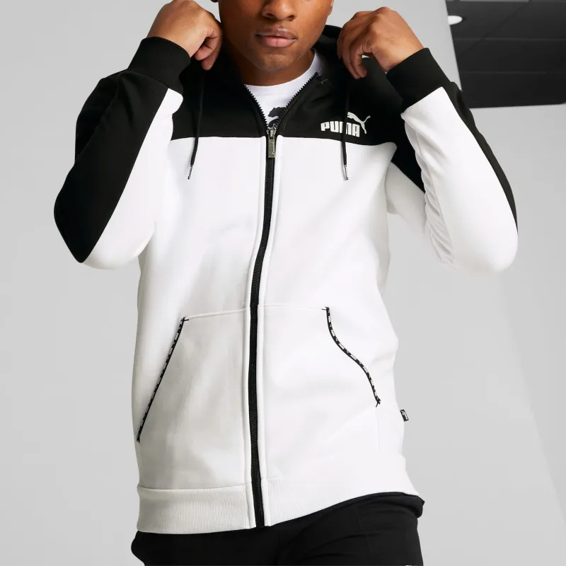 PUMA ESS Block Tape Men's Hoodie Sweatshirt Men's White-3