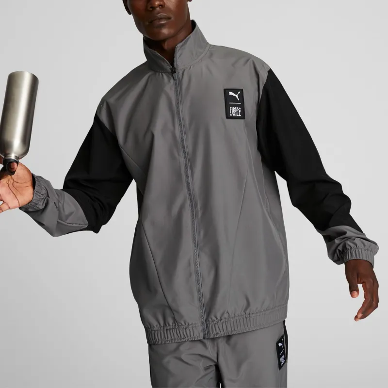 PUMA x FIRST MILE Collaboration Men's Woven Full Zip Running Jacket Jackets Coats Men's Dark Gray-2