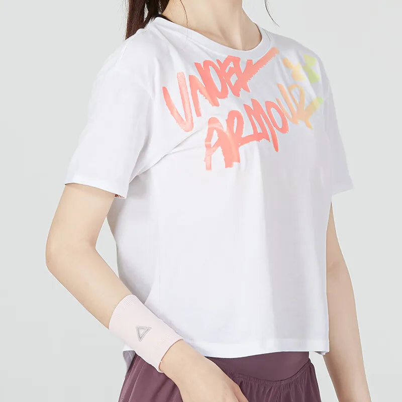 Under Armour Drop Shoulder Sleeve T Shirt Women's White-3