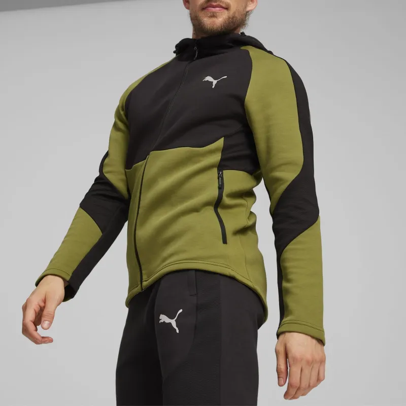 PUMA EVOSTRIPE Men's Full Zip Hoodie Sweatshirt Men's Olive Green-2