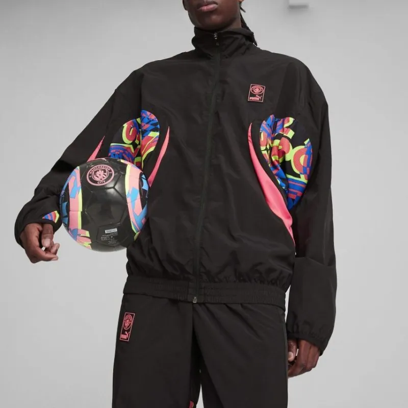 PUMA MCFC FTBLNRGY WOVEN TOP Jackets Coats Men's Black-4