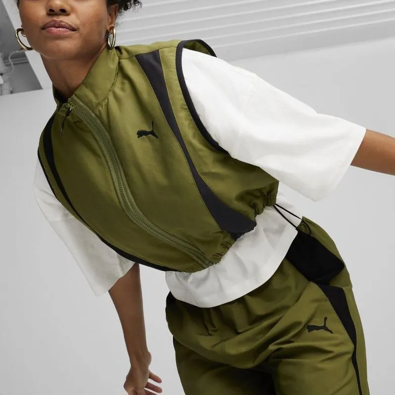 PUMA DARE TO WOVEN VEST Women's Olive Green-2
