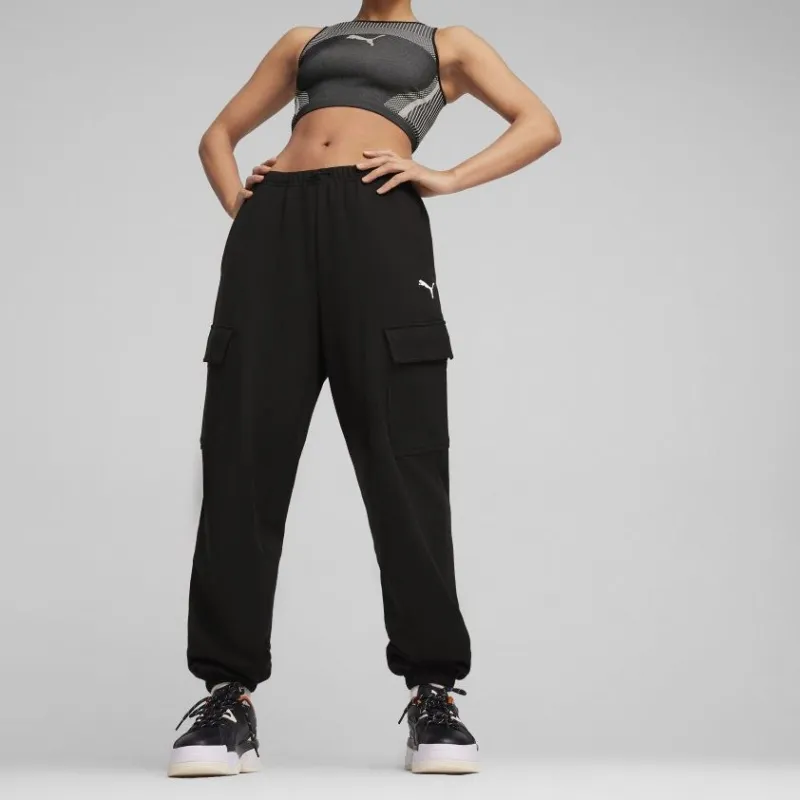 PUMA DARE TO RELAXED CARGO SWEATPANTS Casual Pants Women's Black-4
