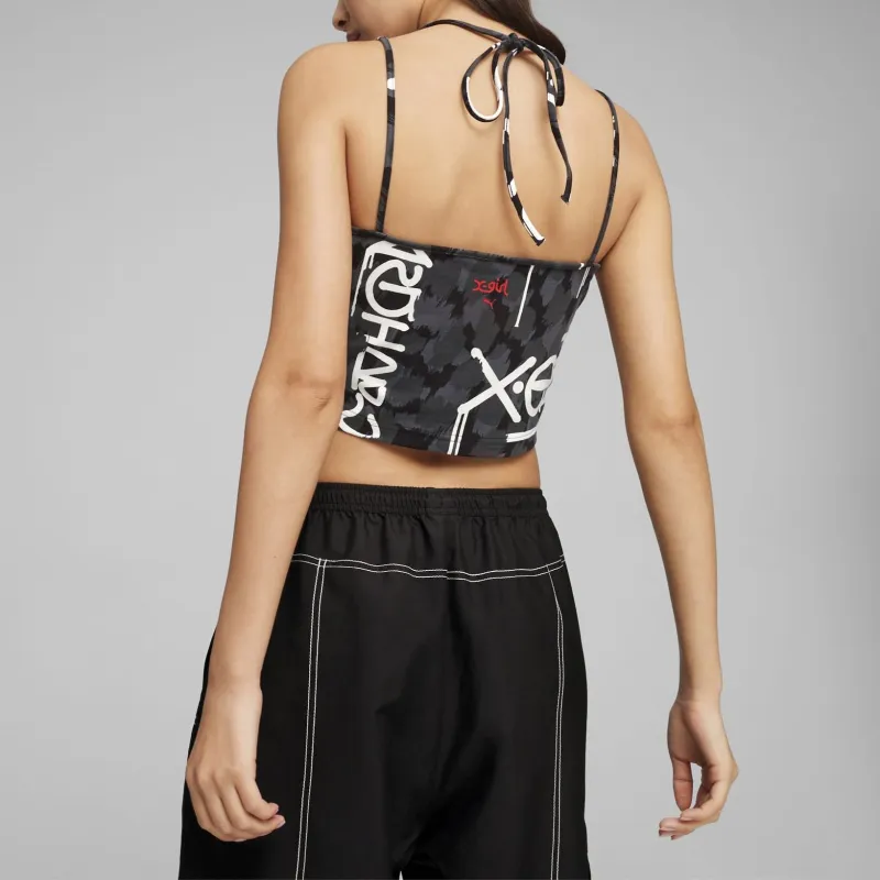 PUMA All Over Print Crop Camisoles Women's Black-3